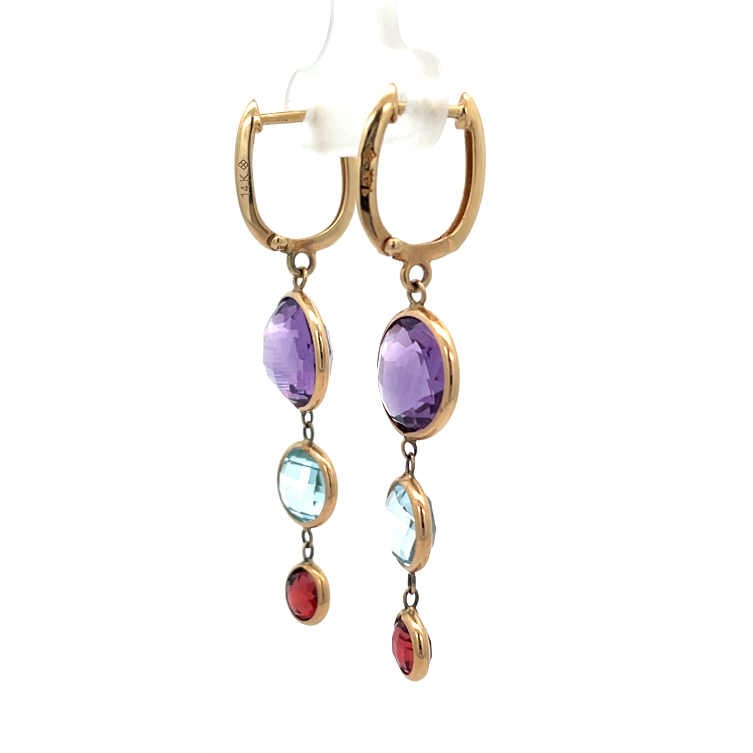 14K Yellow Gold Dangle Drop Earrings