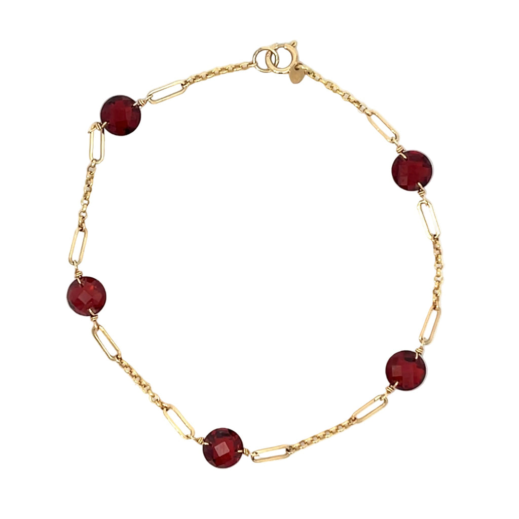 14K Yellow Gold Garnet Bracelet