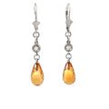 14K White Gold Citrine Teardrop Earrings