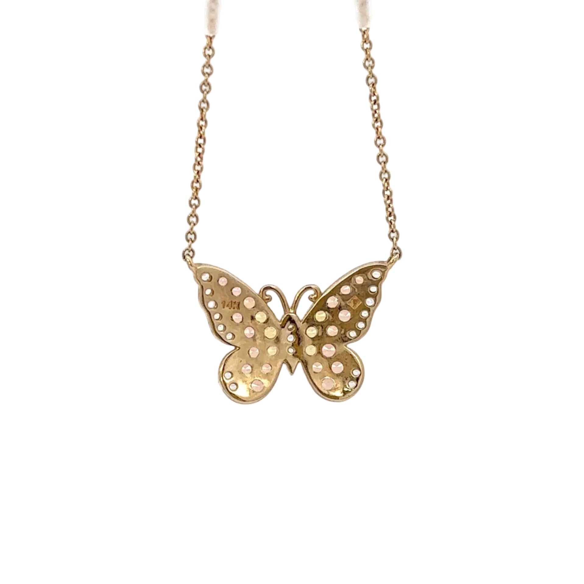 14K Yellow Gold Butterfly Sapphire Pendant