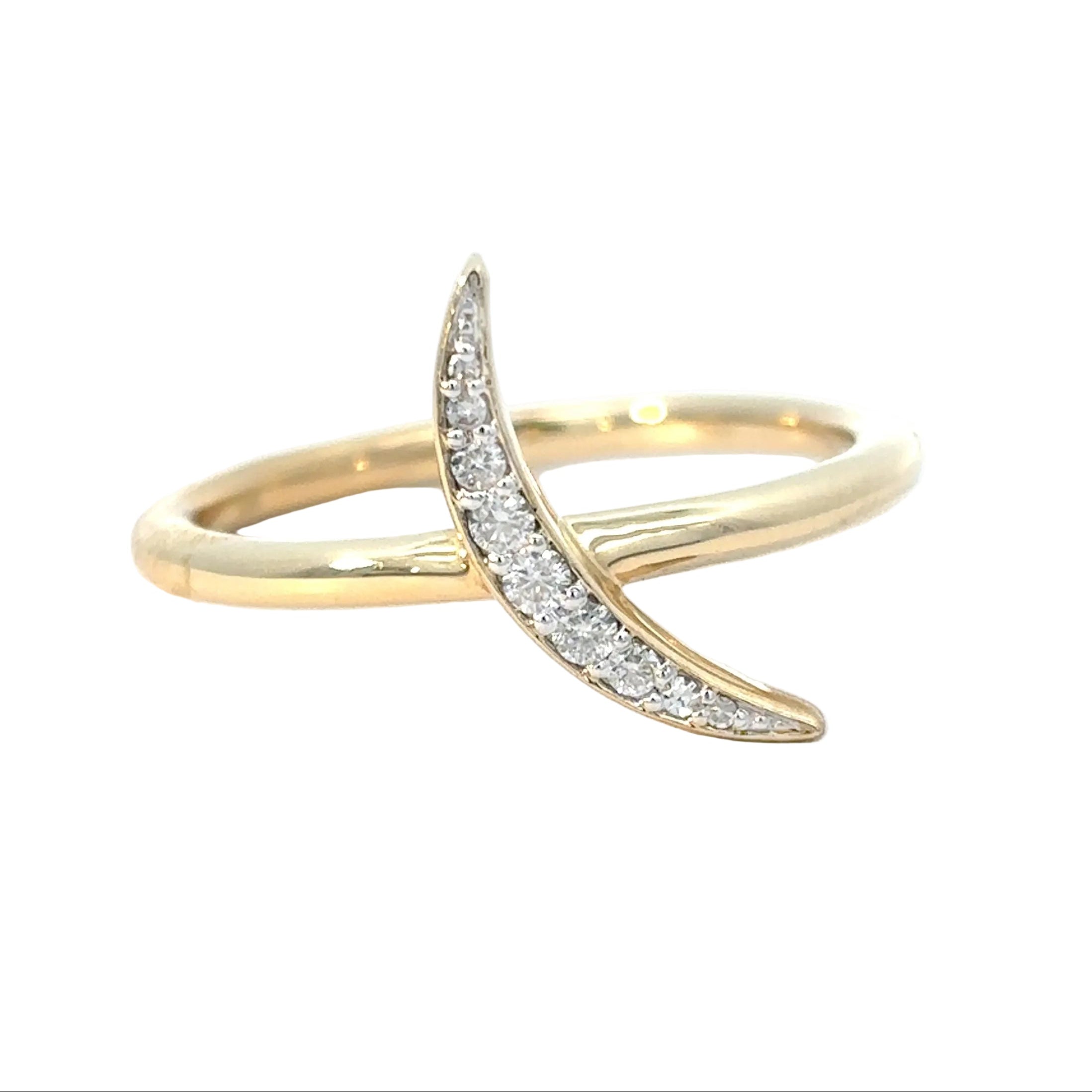 14K Yellow Gold Crescent Moon Ring