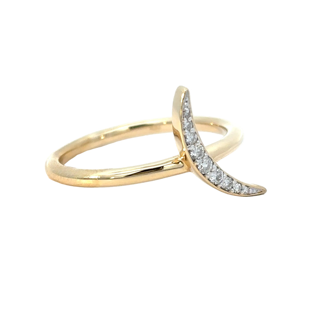 14K Yellow Gold Crescent Moon Ring