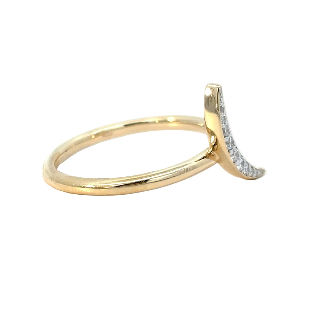 14K Yellow Gold Crescent Moon Ring