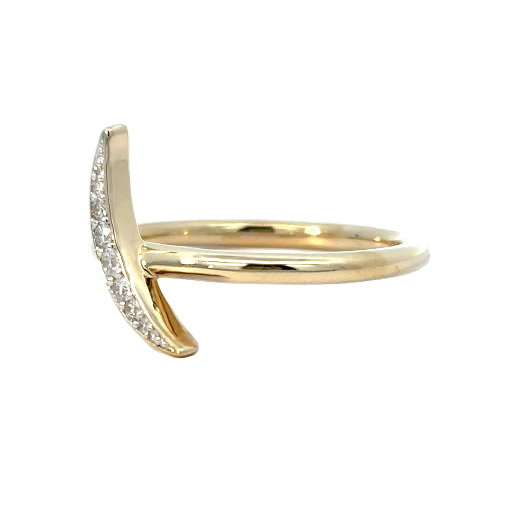 14K Yellow Gold Crescent Moon Ring