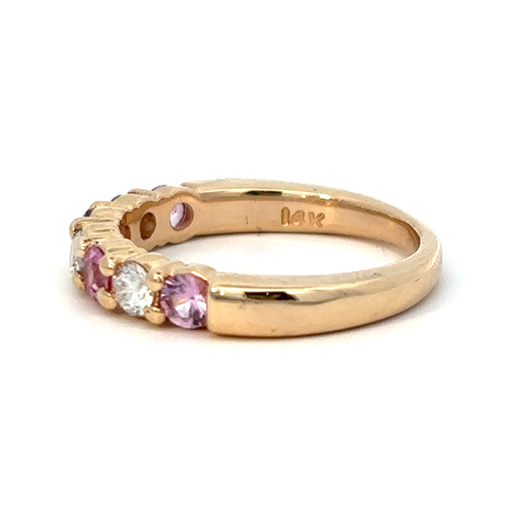 14K Yellow Gold Pink Sapphire Band
