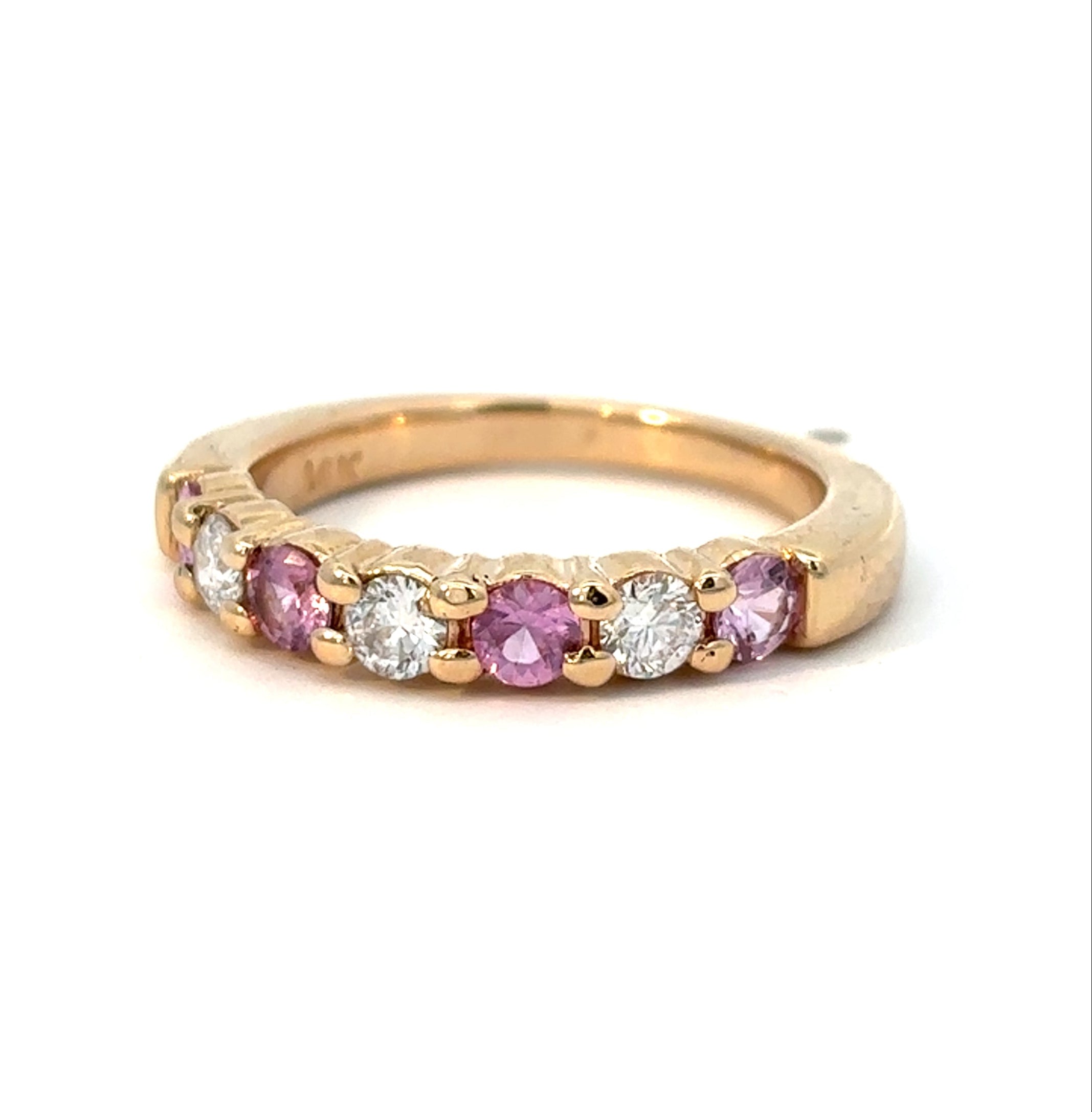 14K Yellow Gold Pink Sapphire Band