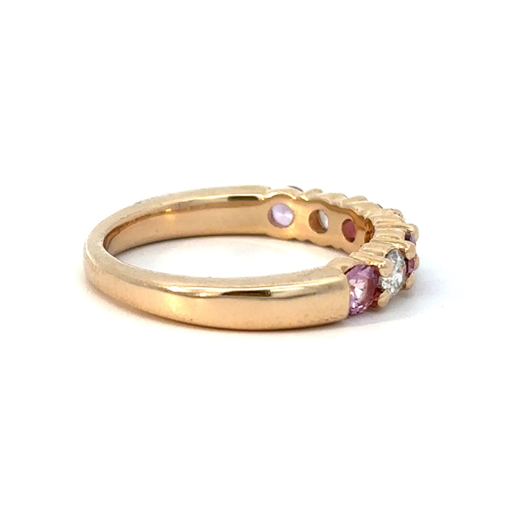 14K Yellow Gold Pink Sapphire Band