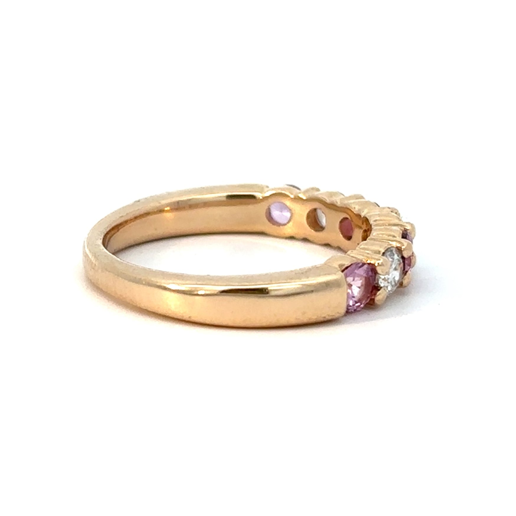 14K Yellow Gold Pink Sapphire Band