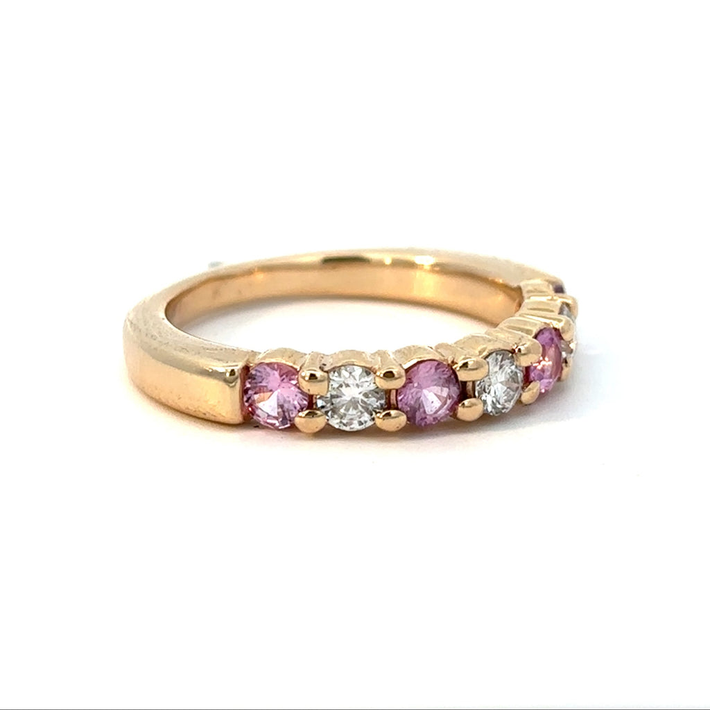 14K Yellow Gold Pink Sapphire Band