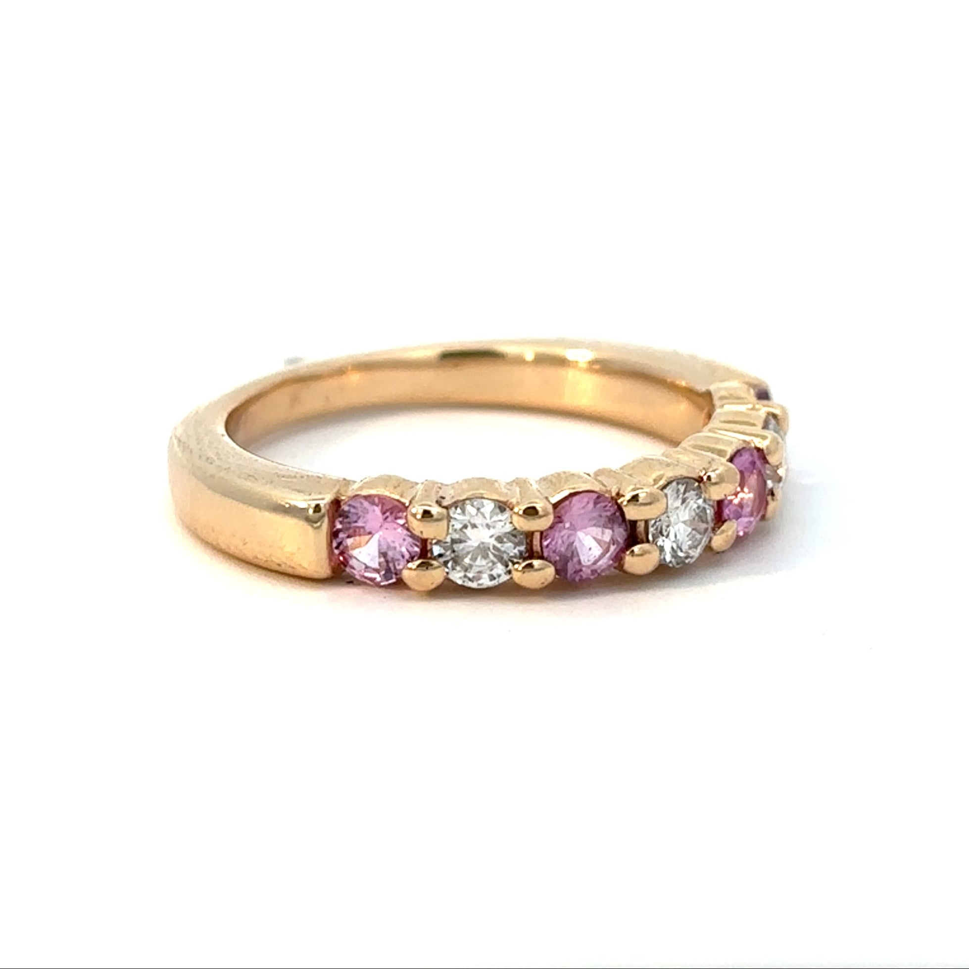 14K Yellow Gold Pink Sapphire Band
