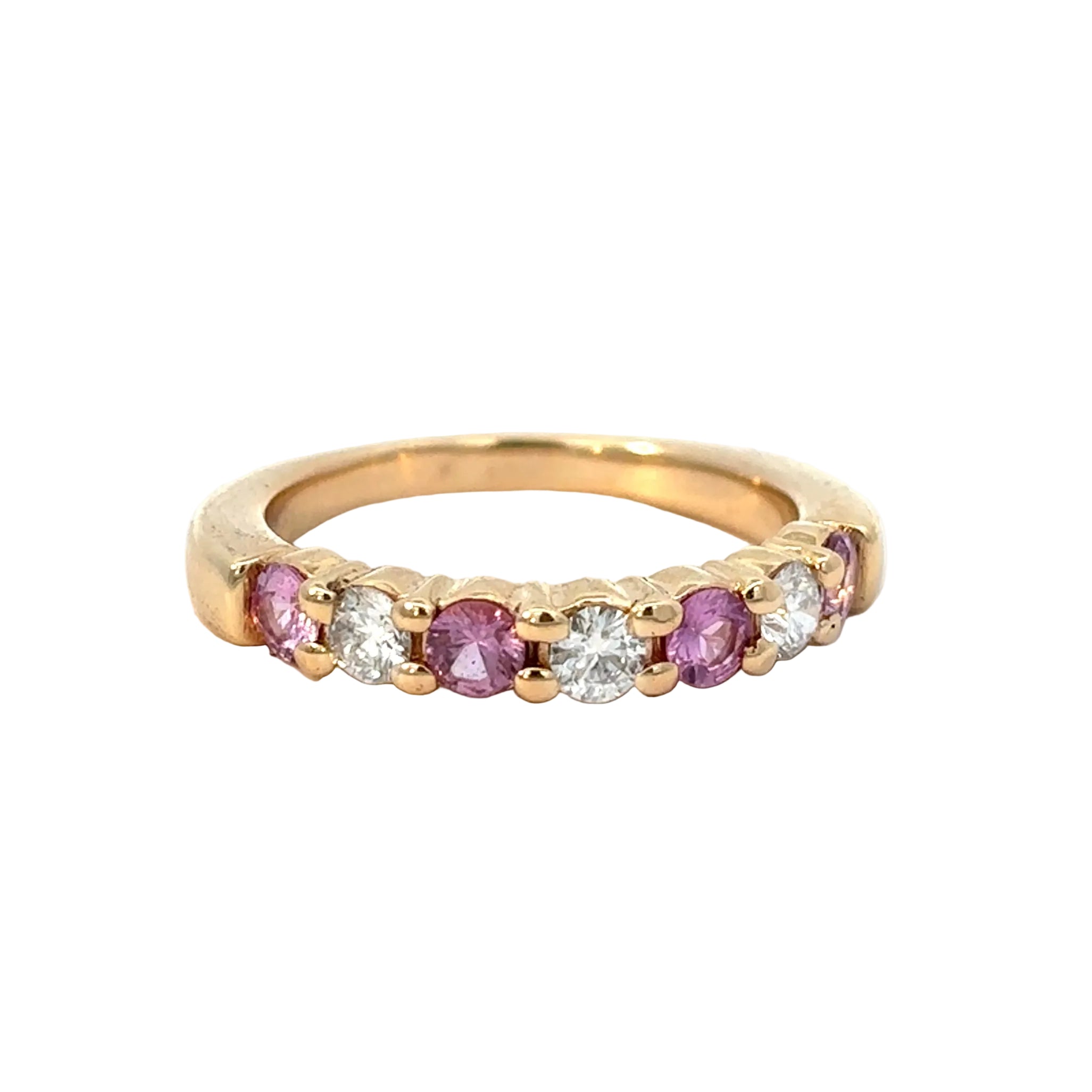 14K Yellow Gold Pink Sapphire Band