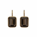 14K Smokey Topaz Emerald Cut Earrings
