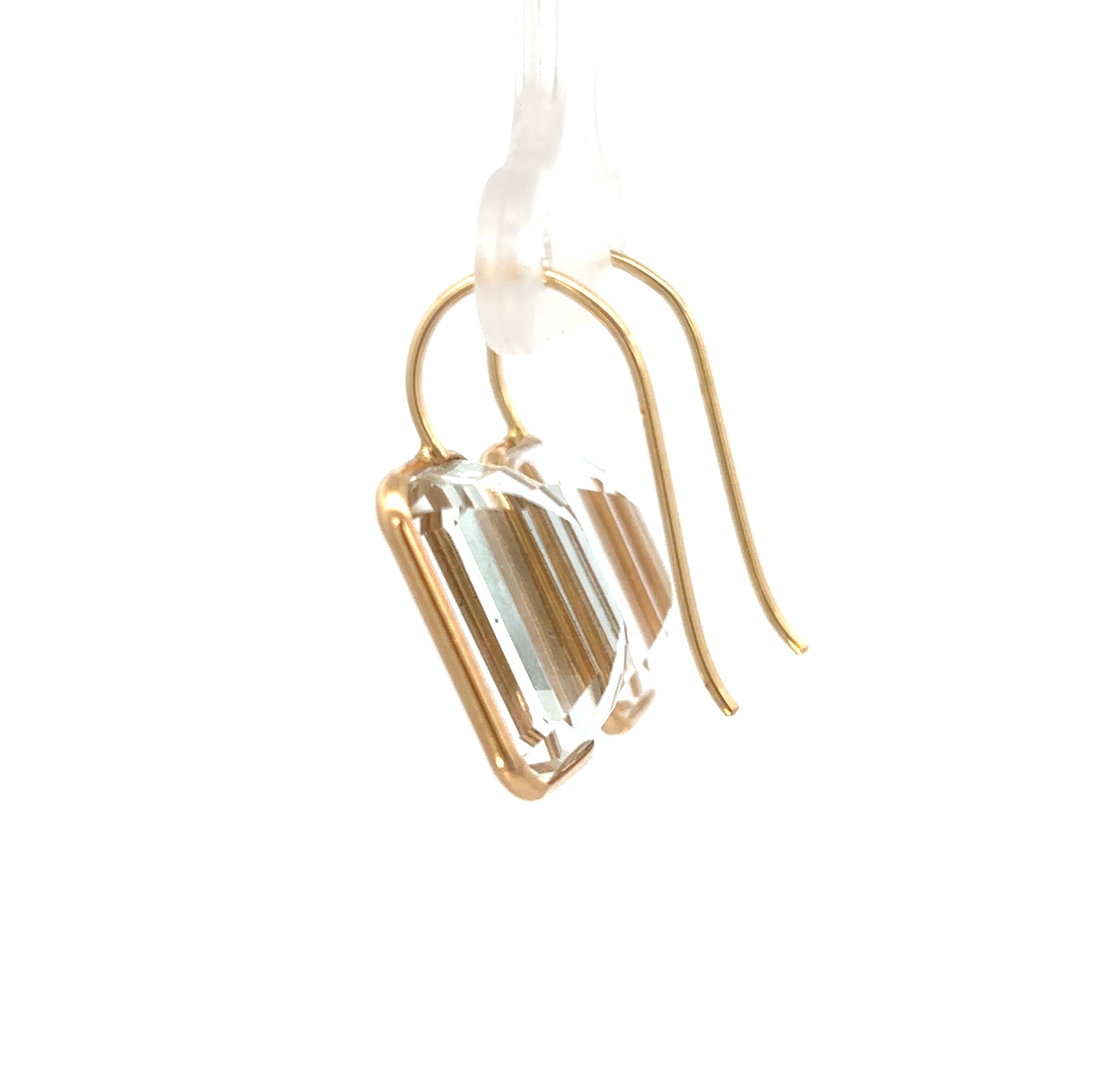 14K Yellow Gold White Topaz Earrings