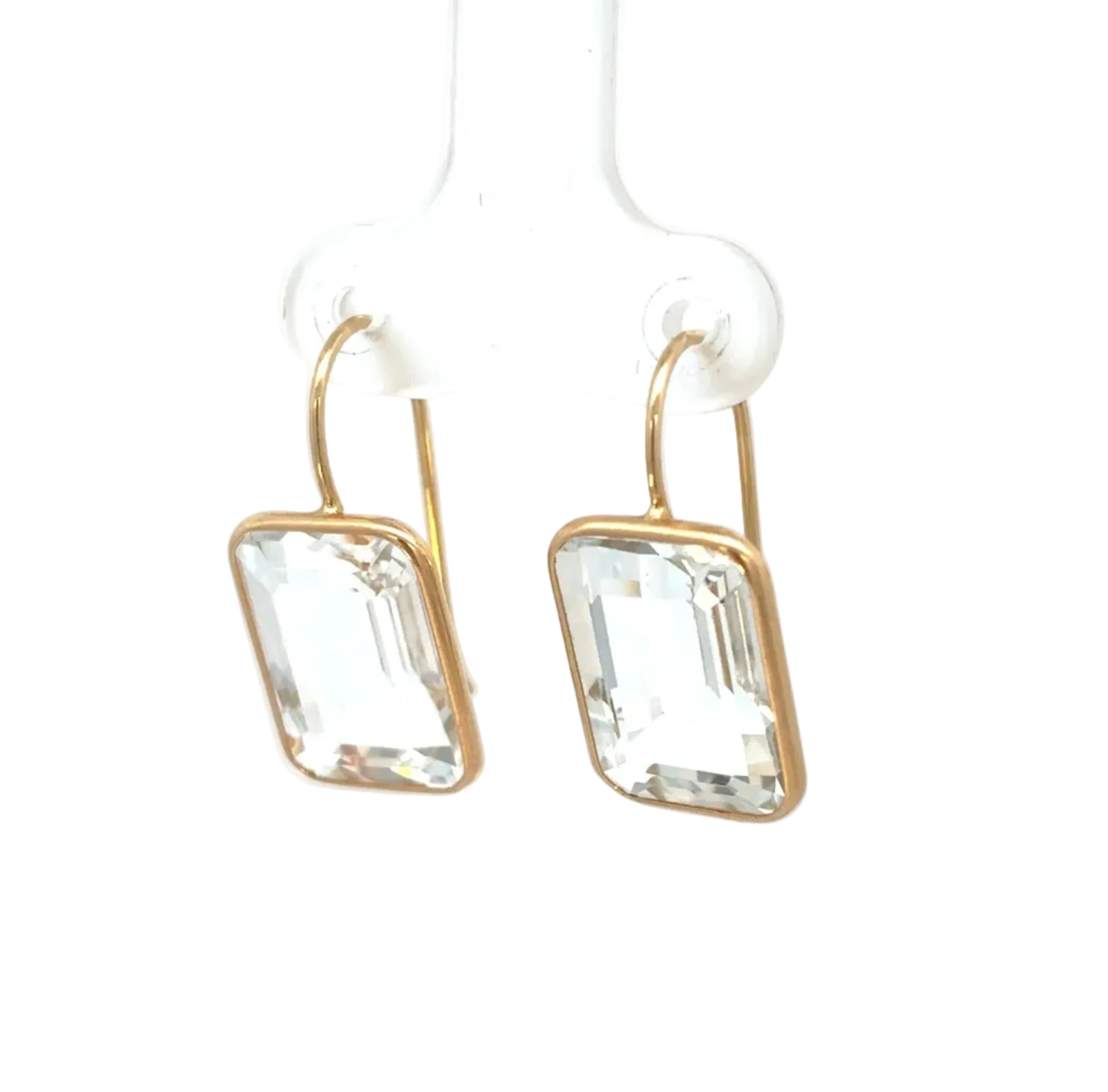 14K Yellow Gold White Topaz Earrings
