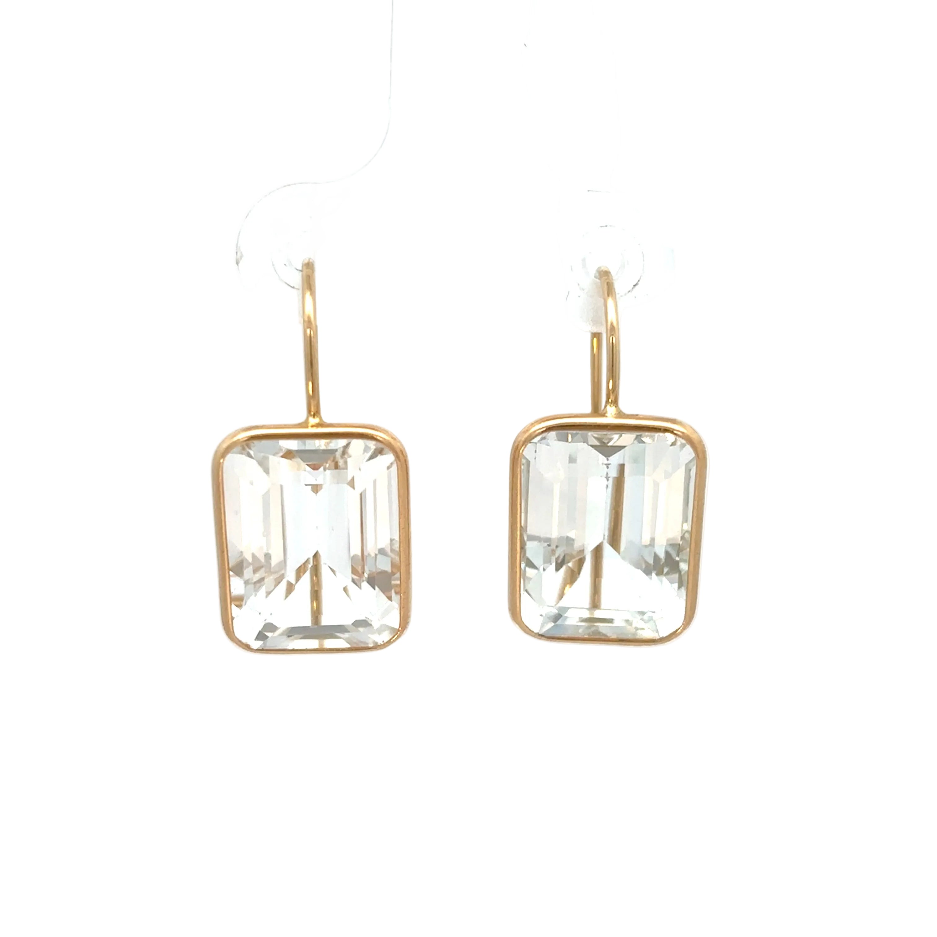 14K Yellow Gold White Topaz Earrings