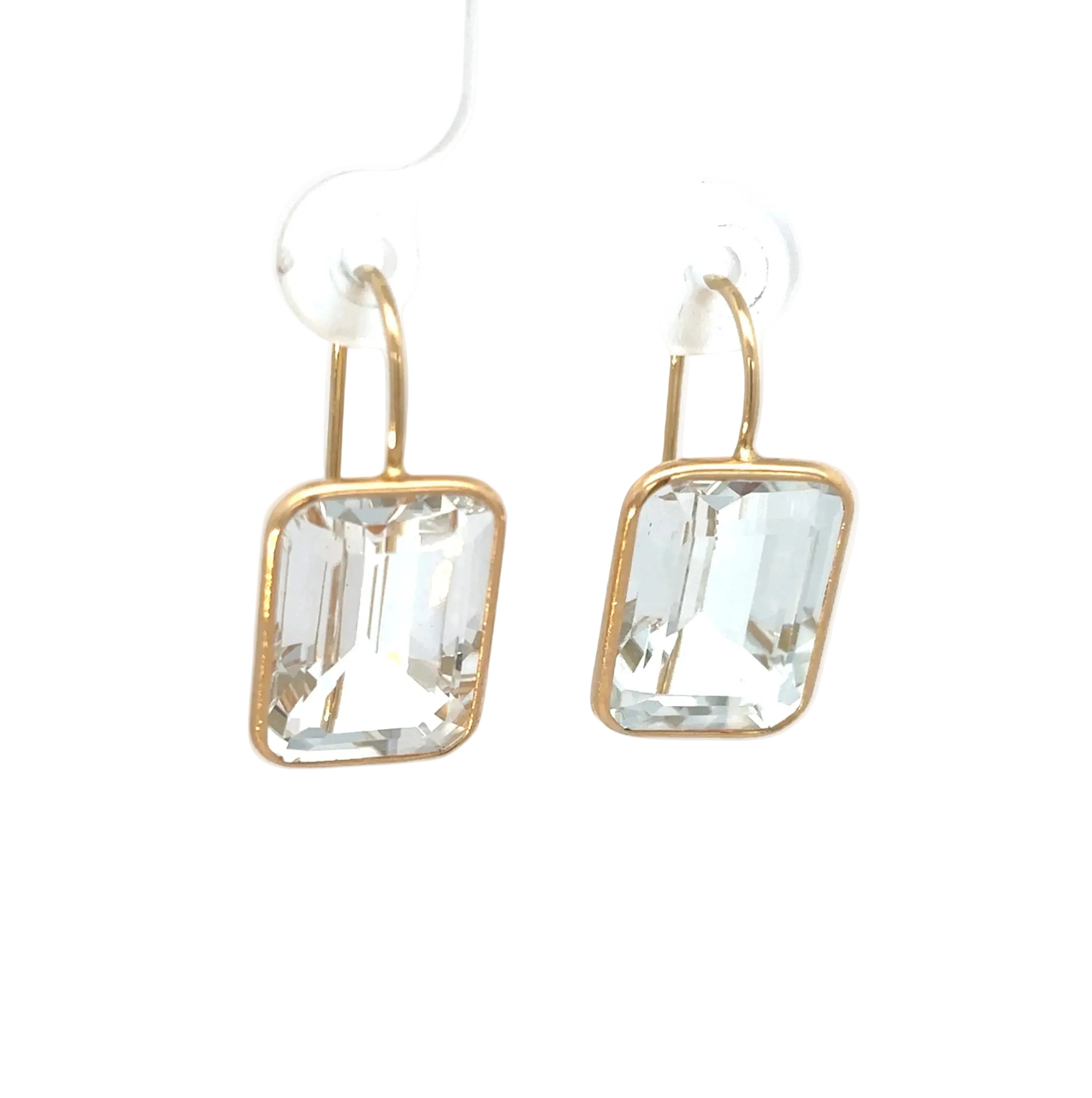 14K Yellow Gold White Topaz Earrings