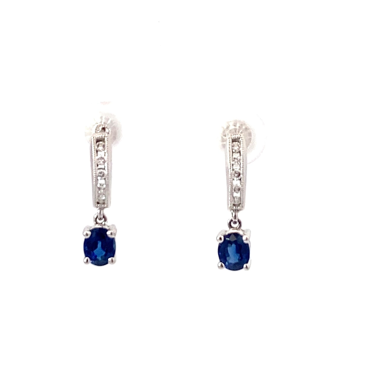 14K White Gold Genuine Sapphire Earrings